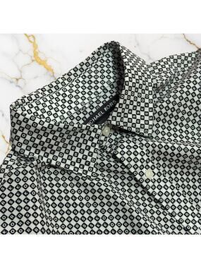 MICHAEL KORS COLLECTION Monogram Button Up Slim Shirt Wrinkle Resistant Black